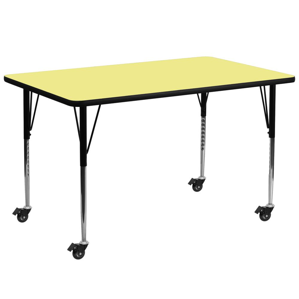 Mobile 30''W x 72''L Yellow Thermal Activity Table - Standard Height Legs