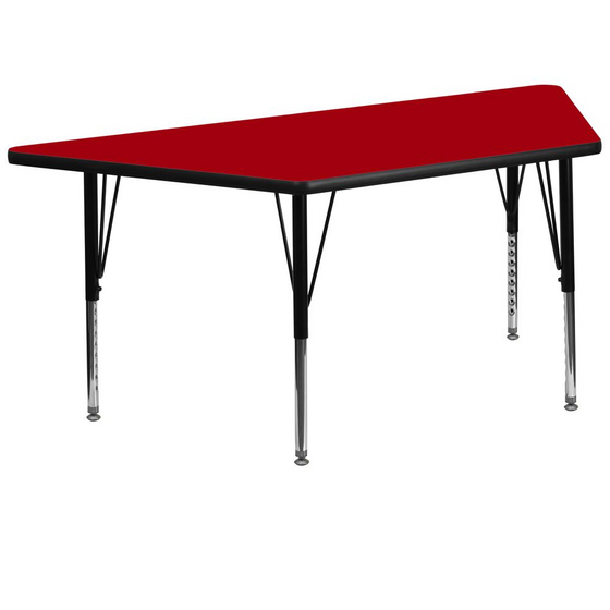 29''W x 57''L Trapezoid Red Thermal Activity Table - Height Short Legs