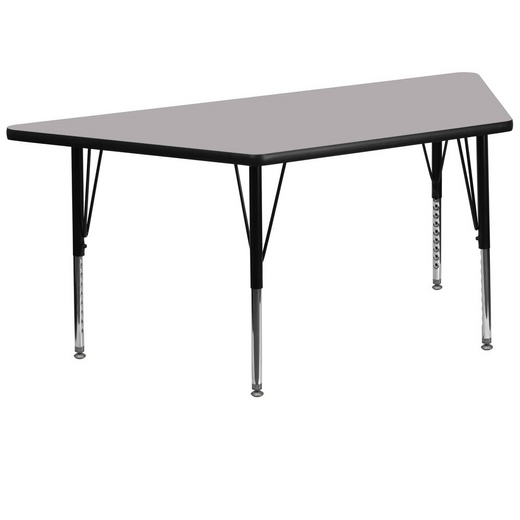 29''W x 57''L Trapezoid Grey Thermal Activity Table - Height Short Legs