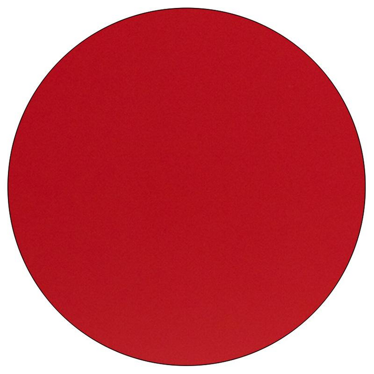 a red circle with black border