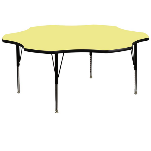 60'' Flower Yellow Thermal Activity Table - Height Adjustable Short Legs