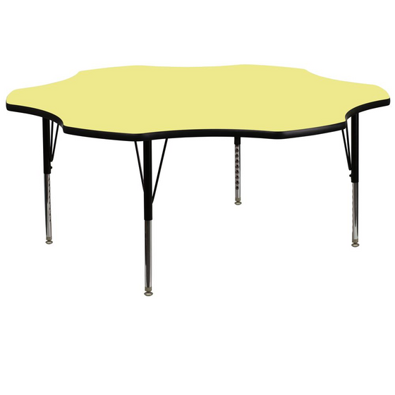 60'' Flower Yellow Thermal Activity Table - Height Adjustable Short Legs