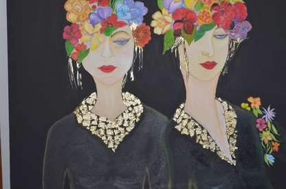 Original Painting Art work with oil paints on canvas, portrait, handmade, 100% made in the USA