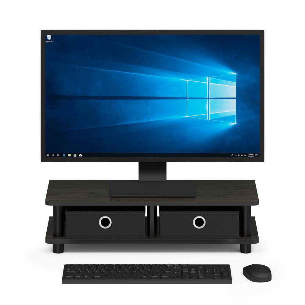 a computer monitor and keyboard