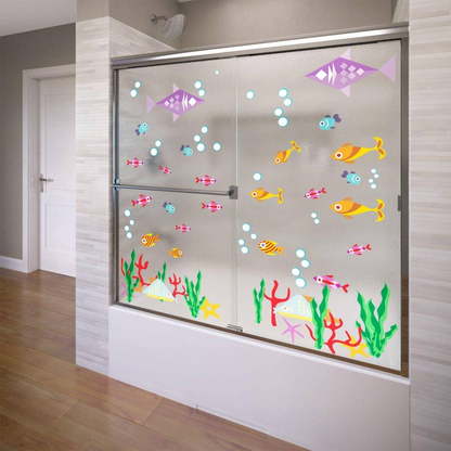 Bathroom Decor Door Vinyl Decals - Funny Bath Room Art For Shower Doors - Cute Ideas Kids Stickers Prints - Home Themes Fun Glass Murals
