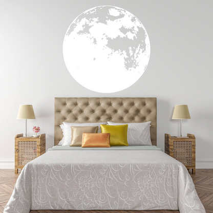 Glow In Dark Moon Wall Decor Decal - Nigh Light Full Large Sticker For Nursery Baby Kids Room - Glowing Neon Art Home Removable Vinyl