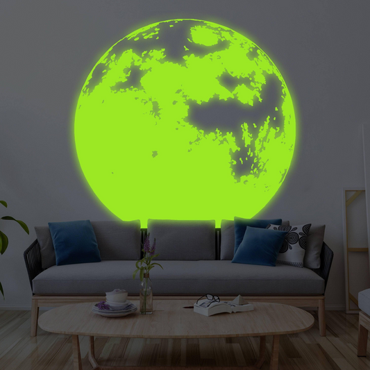 Glow In The Dark Moon Wall Sticker - Glowing Ceiling Decal For Kid Room Bedroom The Light Decor - 3d Large Vinyl Full Night Decoration Art