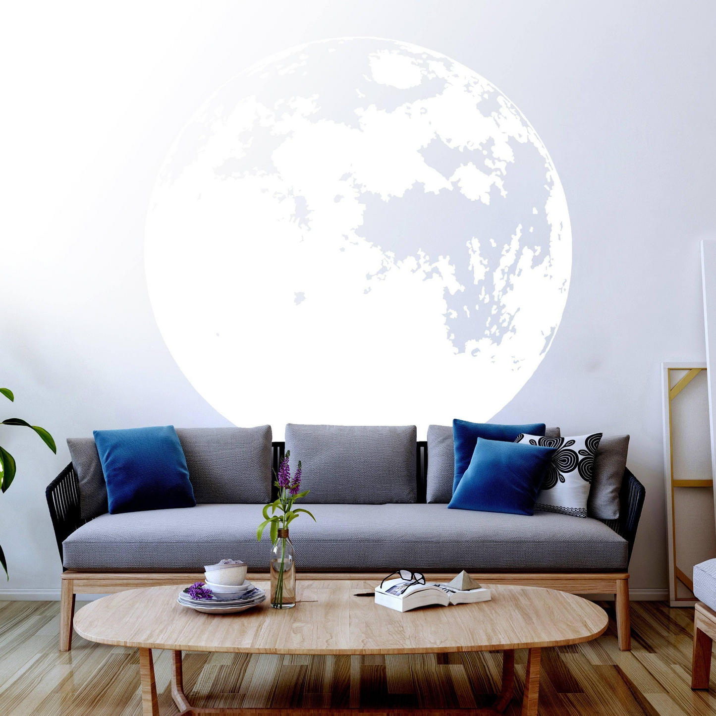 Glow In The Dark Moon Wall Sticker - Glowing Ceiling Decal For Kid Room Bedroom The Light Decor - 3d Large Vinyl Full Night Decoration Art