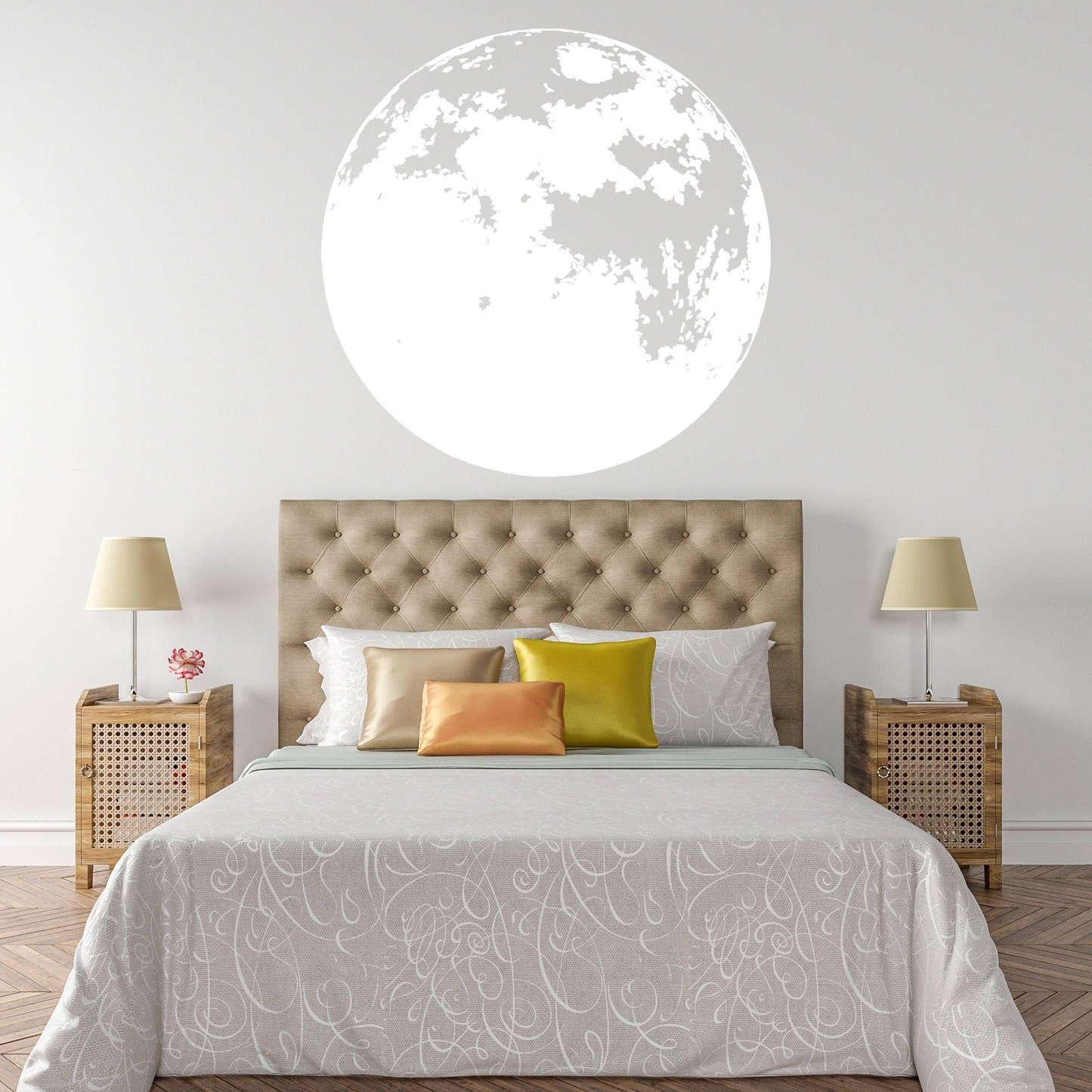 Glow In The Dark Moon Wall Sticker - Glowing Ceiling Decal For Kid Room Bedroom The Light Decor - 3d Large Vinyl Full Night Decoration Art