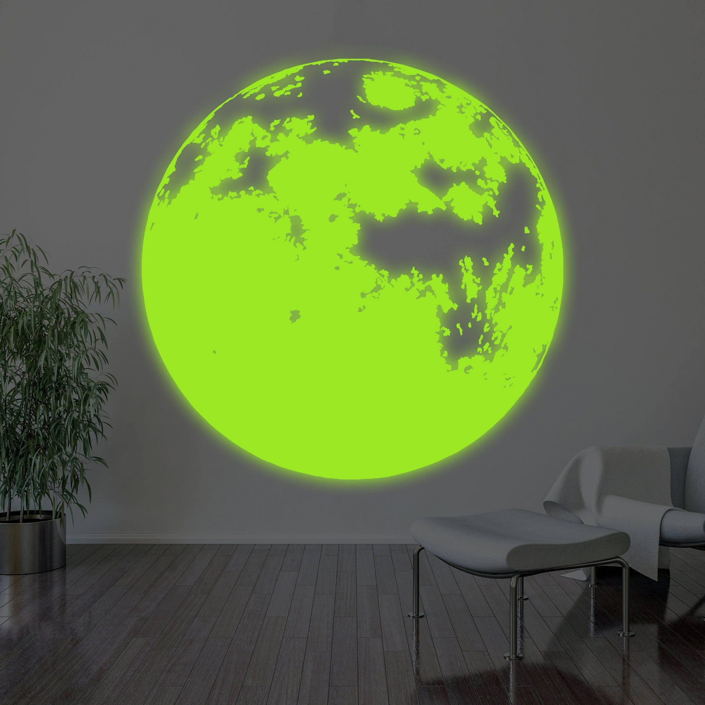 Glow In The Dark Moon Wall Sticker - Glowing Ceiling Decal For Kid Room Bedroom The Light Decor - 3d Large Vinyl Full Night Decoration Art