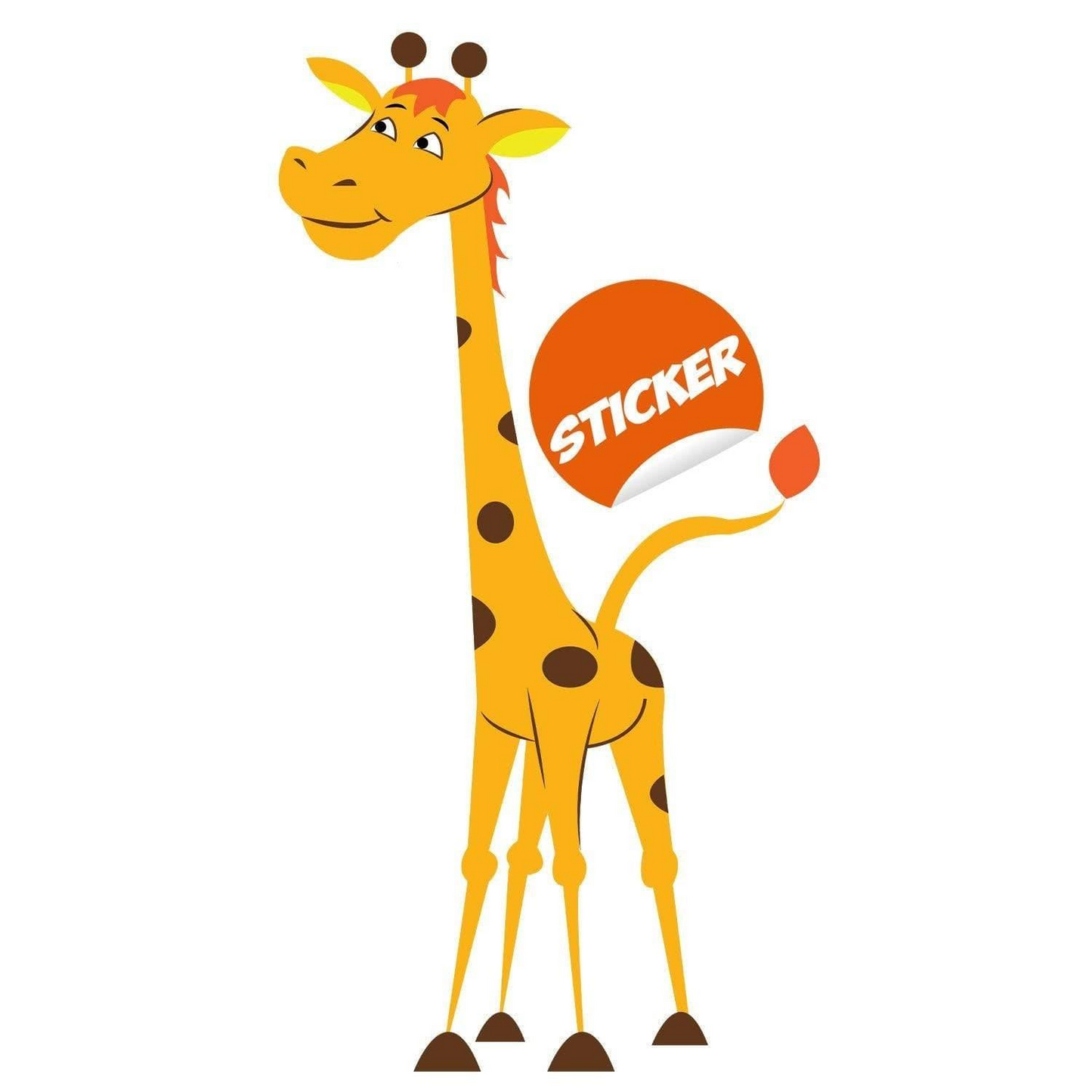 Nursery Giraffe Vinyl Wall Sticker - Baby Art Cute Funny Gift Animal Decor Decal - Boy Girl Africa Decorative Colourful Jungle Kid Print