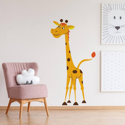 Nursery Giraffe Vinyl Wall Sticker - Baby Art Cute Funny Gift Animal Decor Decal - Boy Girl Africa Decorative Colourful Jungle Kid Print
