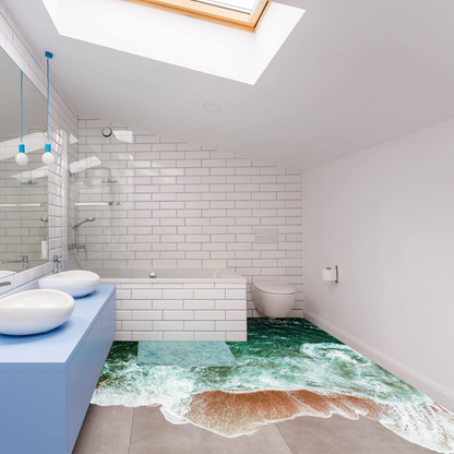 3d Sea Floor Bathroom Stickers Decor - Ocean Beach Vinyl Decals For Bathtub Bath Shower Flooring - Waterproofdecal Sticker Water Mural Art