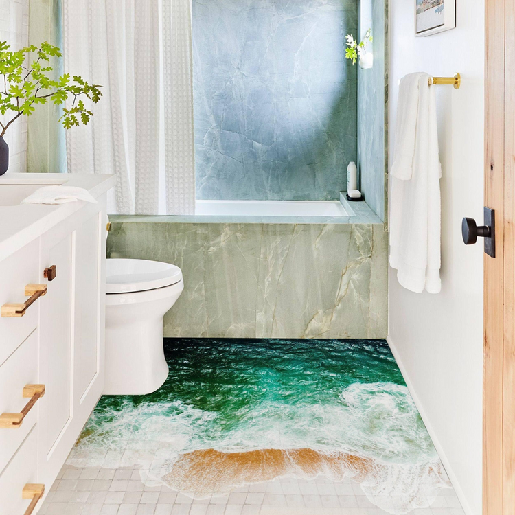 a bathroom with a bathtub and a tub