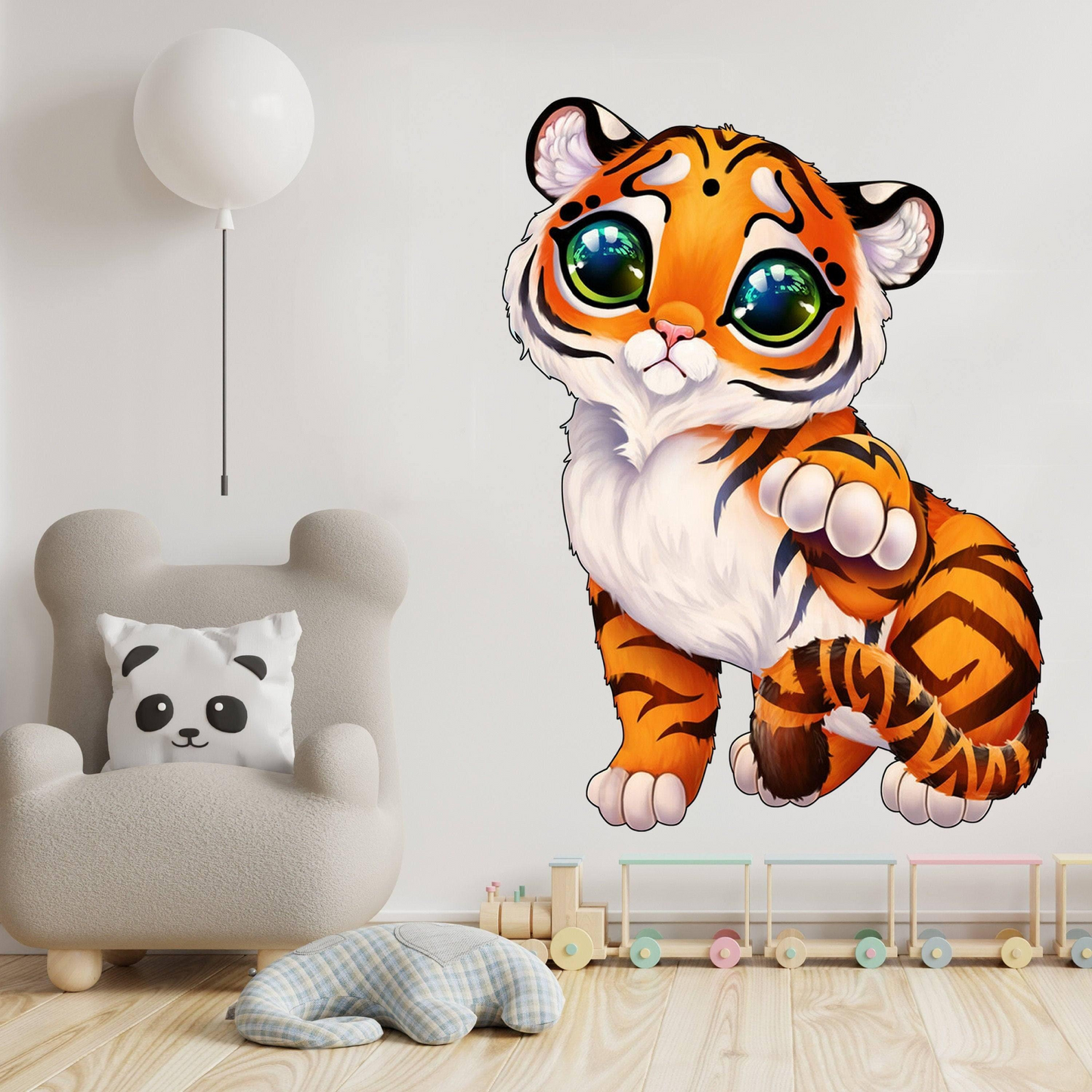 Cute Tiger Wall Sticker - Baby Kid Toddler Little Animal Decoration Decal - Reusable Vinyl Art Decor For Boy - Removable Waterproof Decals