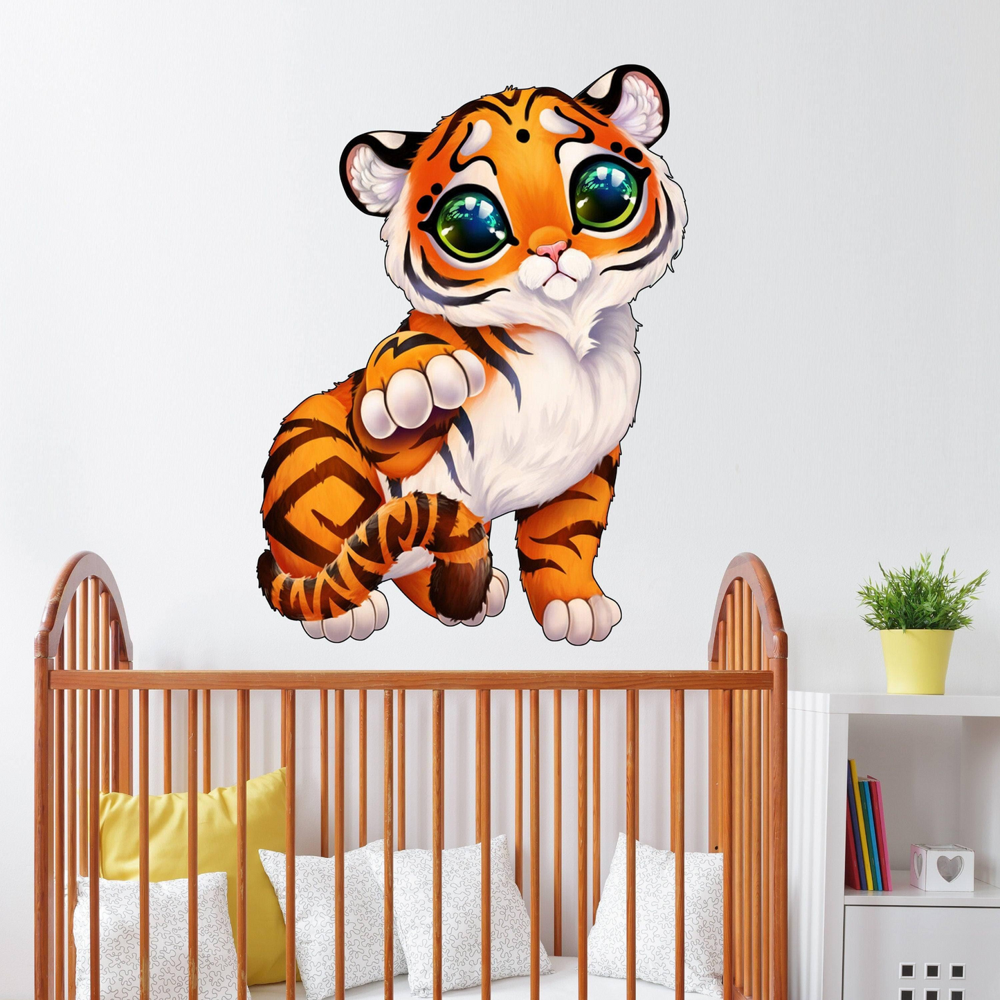 Cute Tiger Wall Sticker - Baby Kid Toddler Little Animal Decoration Decal - Reusable Vinyl Art Decor For Boy - Removable Waterproof Decals