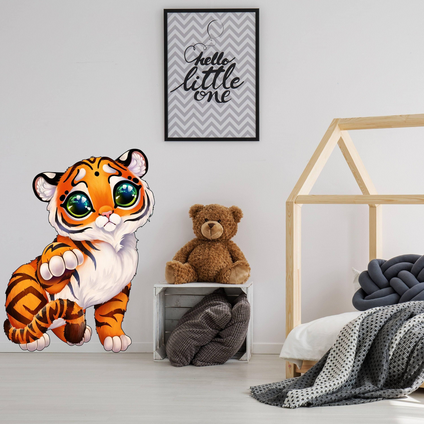 Cute Tiger Wall Sticker - Baby Kid Toddler Little Animal Decoration Decal - Reusable Vinyl Art Decor For Boy - Removable Waterproof Decals