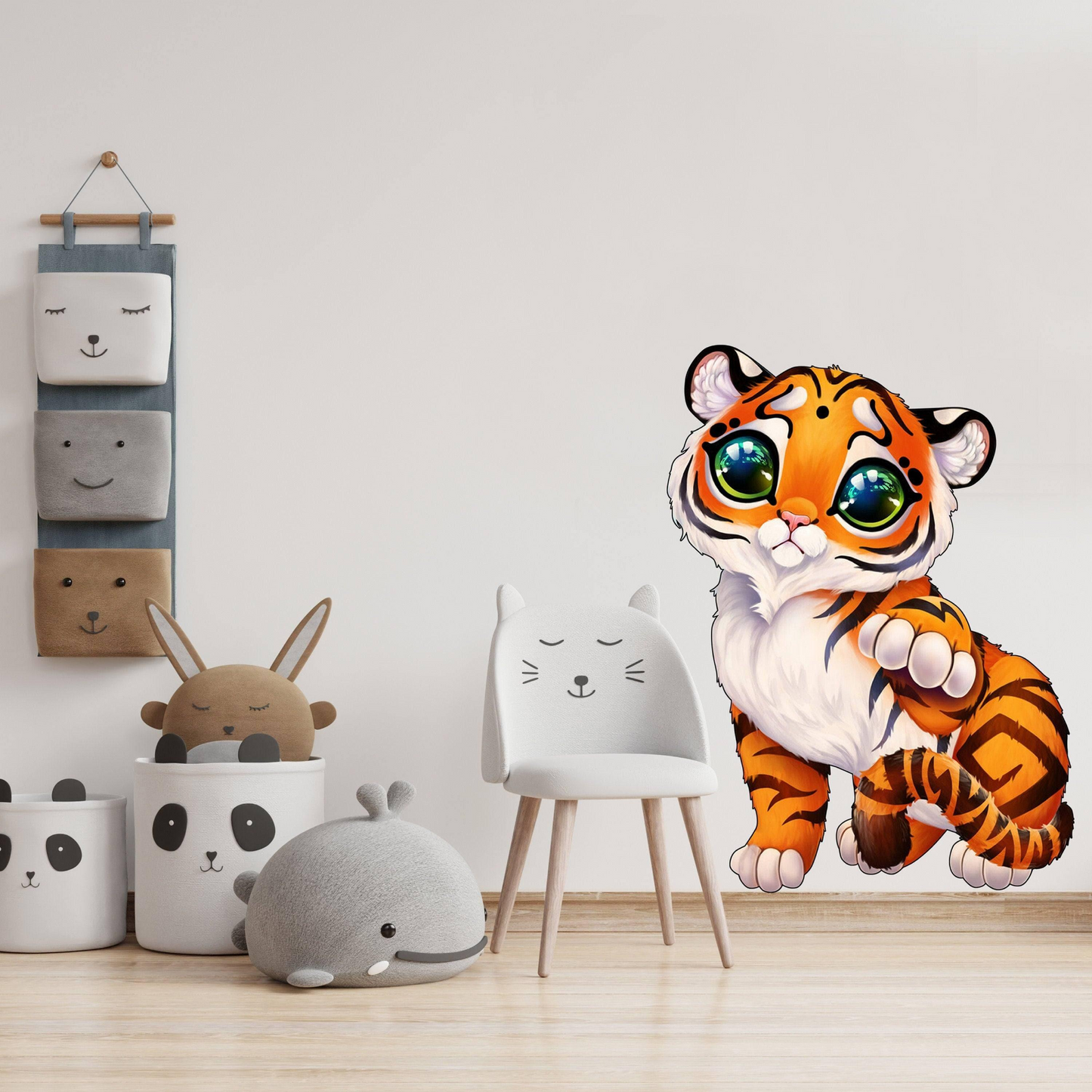 Cute Tiger Wall Sticker - Baby Kid Toddler Little Animal Decoration Decal - Reusable Vinyl Art Decor For Boy - Removable Waterproof Decals