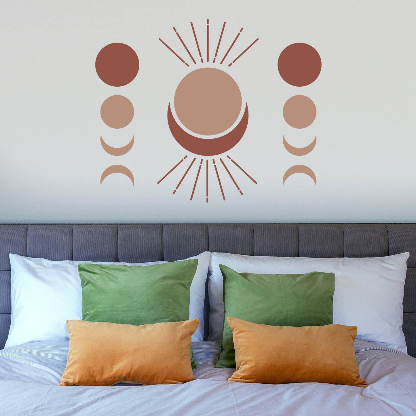 Bohemian Crescent & Moon Phases - Elegant Vinyl Wall Art Sticker Decal
