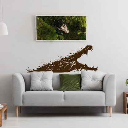 Aligator Wall Sticker - Gator Vinyl Decal - Boy Or Girl Cut Glossy Black Alligator Mural - Pro Decor Scary Crocodile Stickers