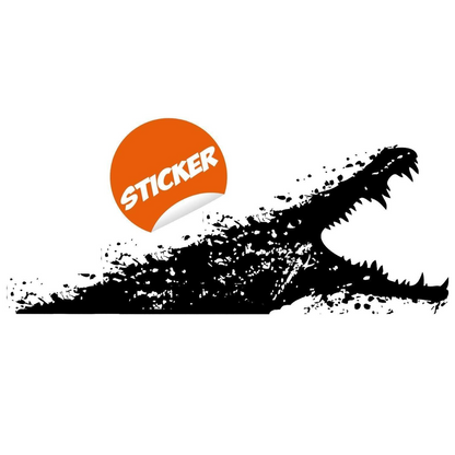 Aligator Wall Sticker - Gator Vinyl Decal - Boy Or Girl Cut Glossy Black Alligator Mural - Pro Decor Scary Crocodile Stickers
