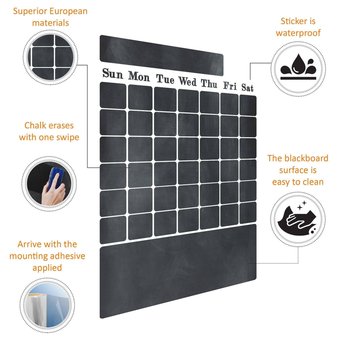 a calendar with black squares
