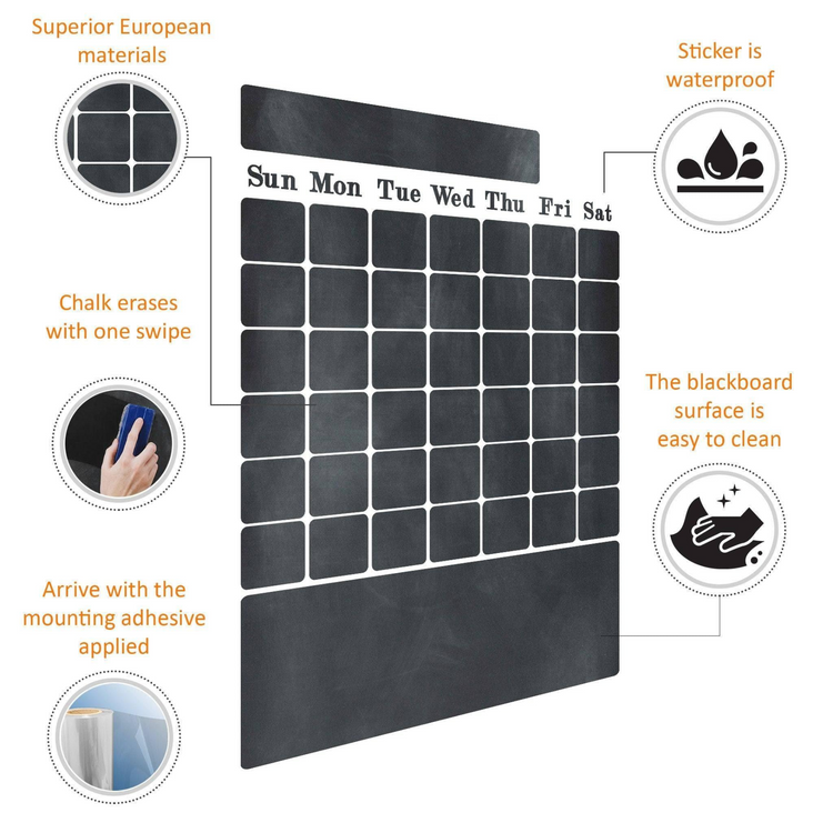 a calendar with black squares