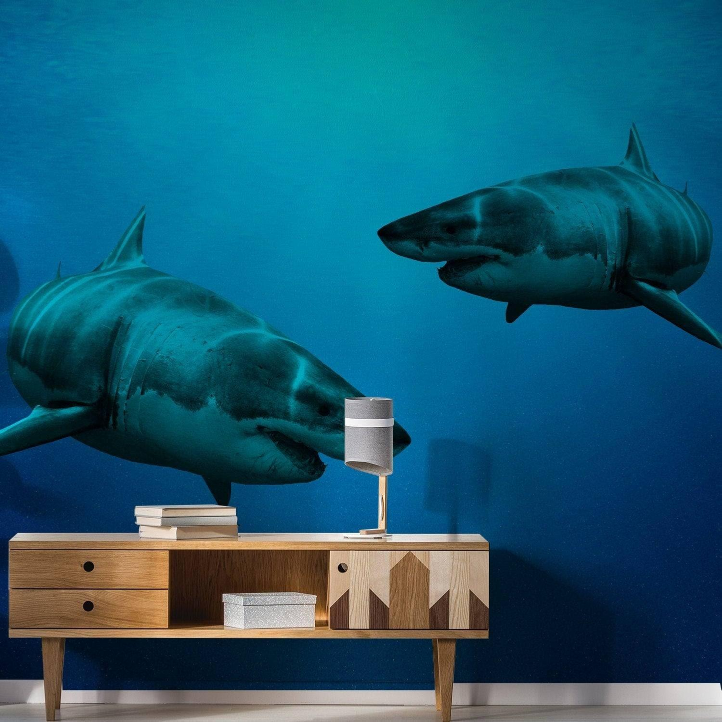 Wallpaper Shark Decor Sticker - 3d Underwater Ocean Wall Stickers Removable Decal - Under Sea Home Bedroom Adhesive Decorations Art Mural