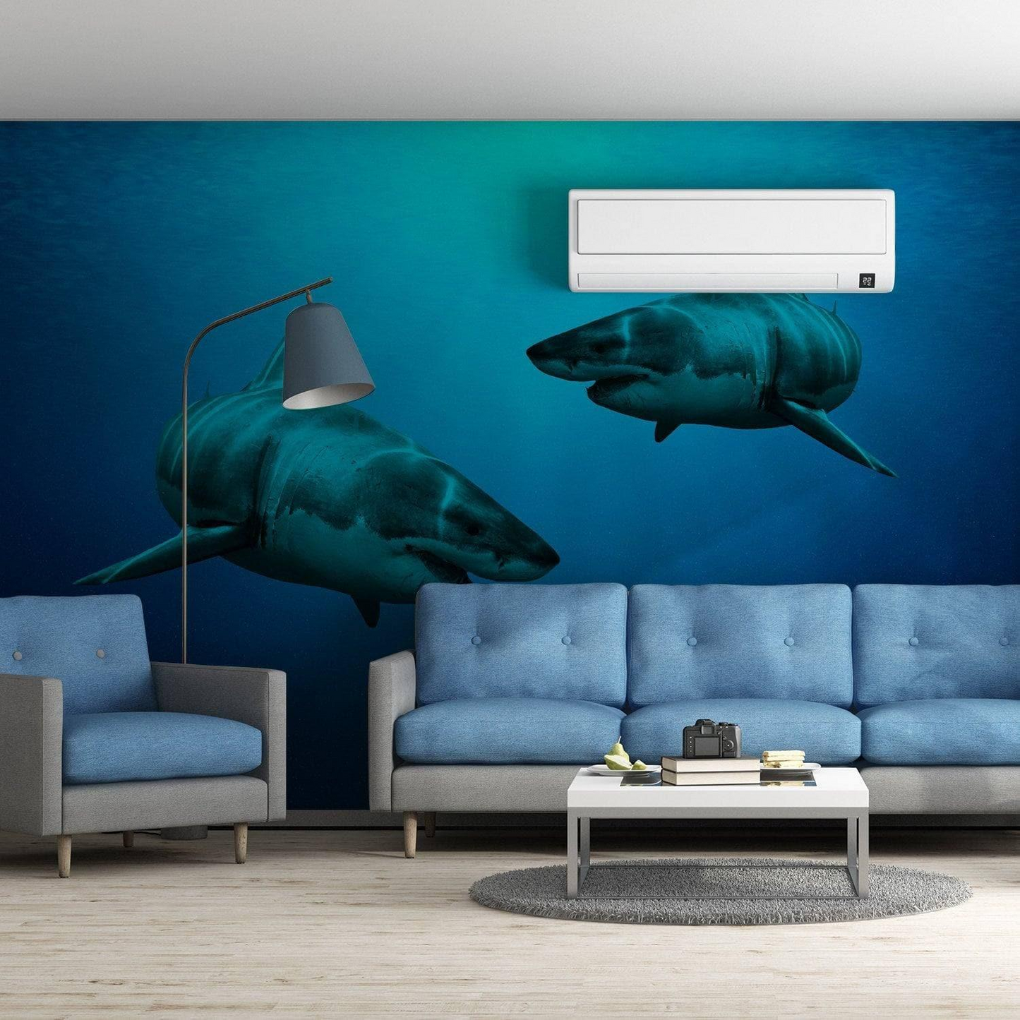 Wallpaper Shark Decor Sticker - 3d Underwater Ocean Wall Stickers Removable Decal - Under Sea Home Bedroom Adhesive Decorations Art Mural
