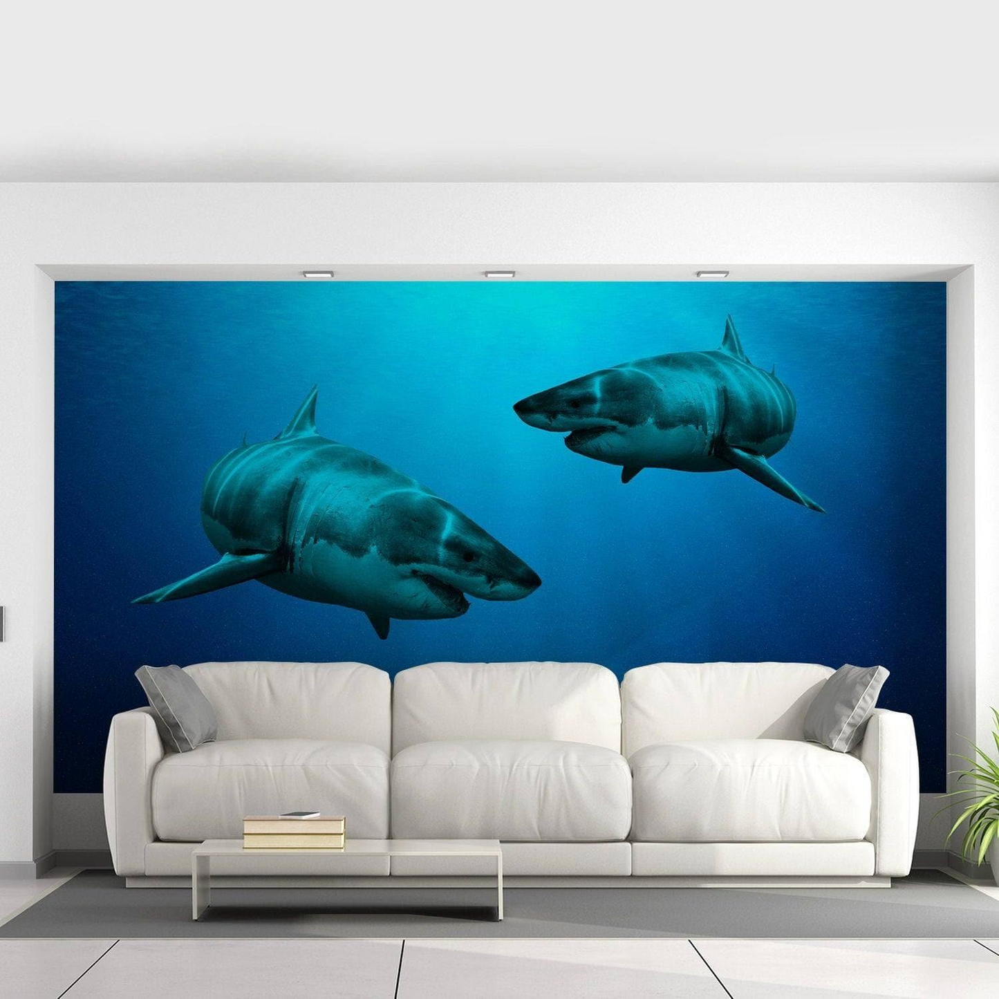 Wallpaper Shark Decor Sticker - 3d Underwater Ocean Wall Stickers Removable Decal - Under Sea Home Bedroom Adhesive Decorations Art Mural