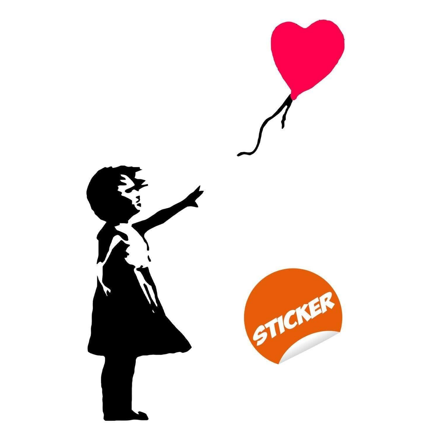 Banksy Girl With Heart Balloon Wall Sticker - Vinyl Baloon Hot Air Baby Nursery Art Decal - There Is Always Hope For Kid Home Laptop Window