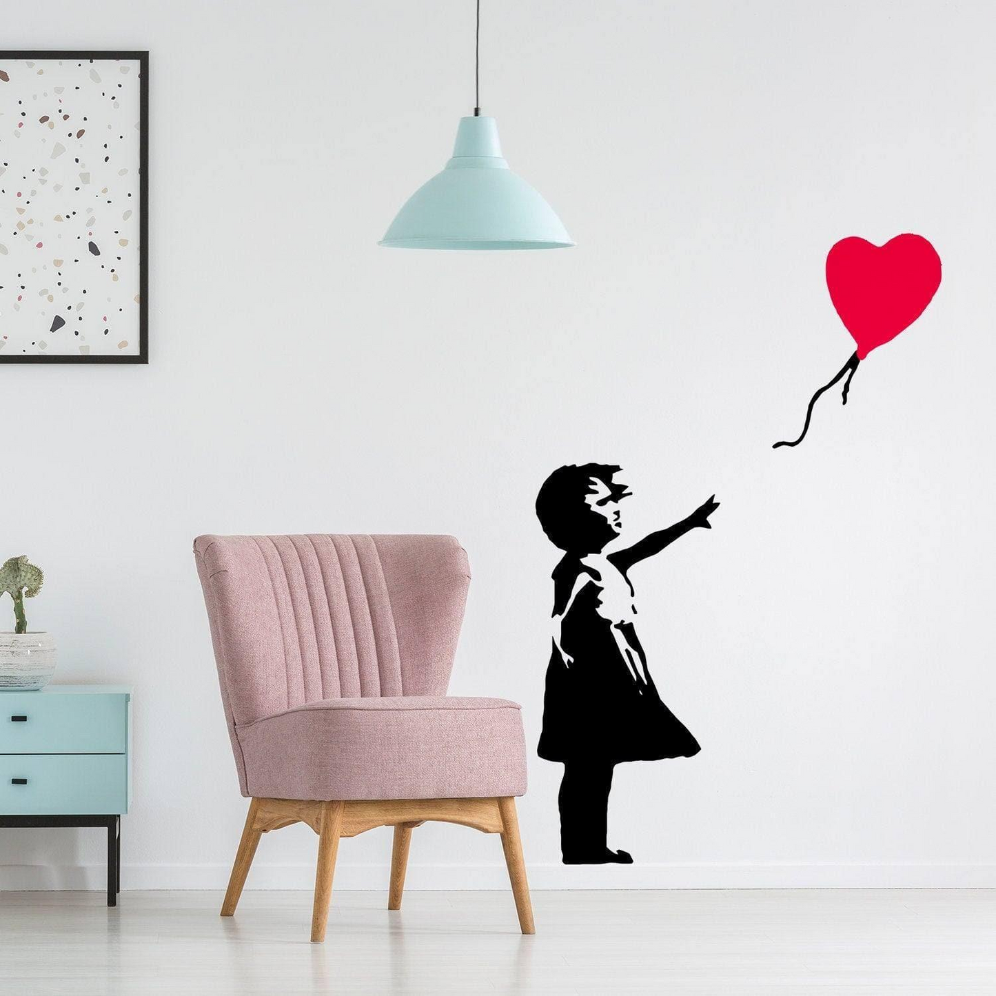 Banksy Girl With Heart Balloon Wall Sticker - Vinyl Baloon Hot Air Baby Nursery Art Decal - There Is Always Hope For Kid Home Laptop Window