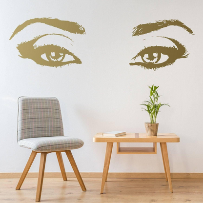 Woman Eye Vinyl Wall Sticker - Art Lash Face Girl Eyelash Decor Beauty Salon Decal - Pretty Sexy Beautiful Women Black Silhouette Mural