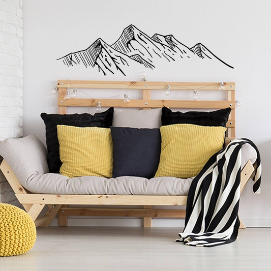 Mountain Silhouette Sticker - Laptop Art Car Stickers Wall Vinyl Decal - Mural Decor Peel And Stick Mountains Peak - Hills Decals Cutting