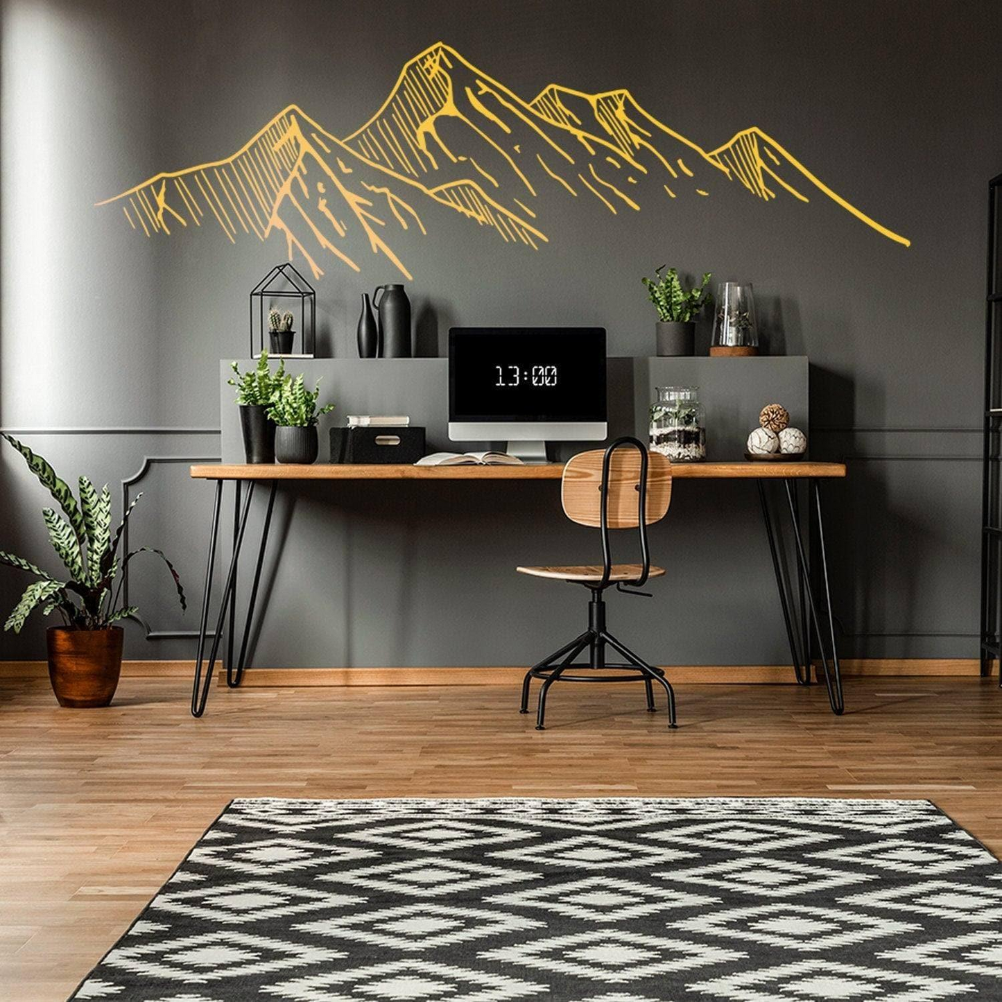 Mountain Silhouette Sticker - Laptop Art Car Stickers Wall Vinyl Decal - Mural Decor Peel And Stick Mountains Peak - Hills Decals Cutting