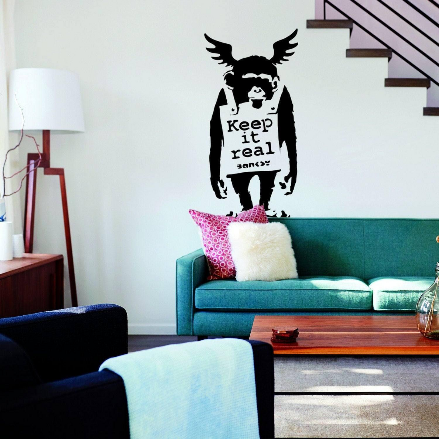 Contemporary Banksy Monkey Graffiti Decal - Urban Expression Wall Art Sticker