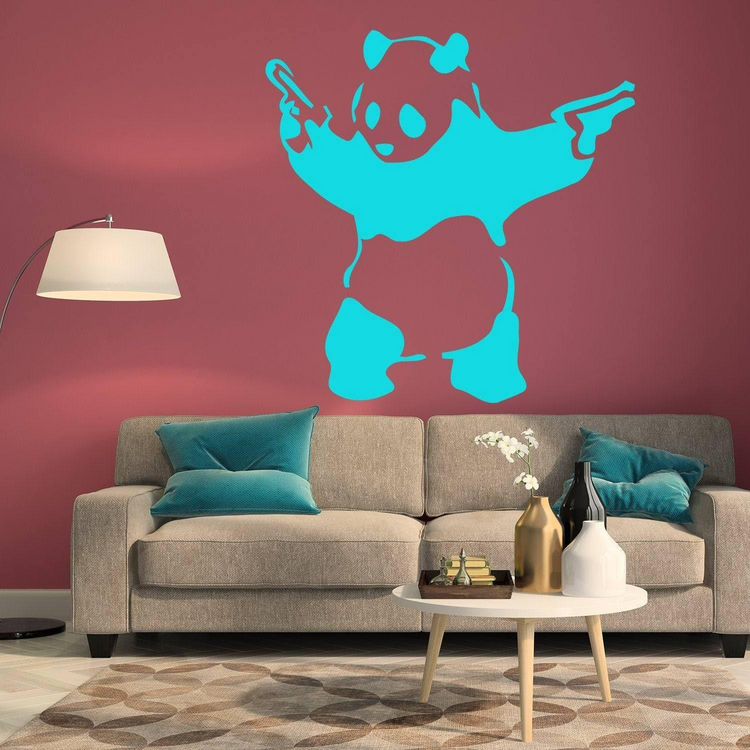 a wall with a cartoon panda on it