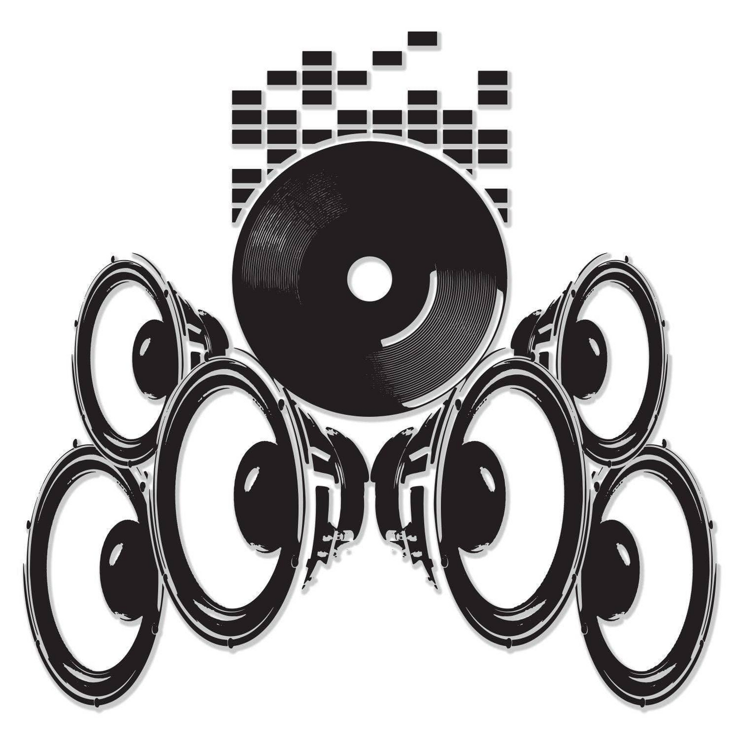 Music Speakers Wall Vinyl Sticker - Radio Art Waterproof Removable Loudspeaker Decal - Retro Audio Record House Mural Stick  Speaker Sticker