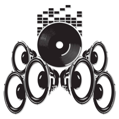 Music Speakers Wall Vinyl Sticker - Radio Art Waterproof Removable Loudspeaker Decal - Retro Audio Record House Mural Stick  Speaker Sticker