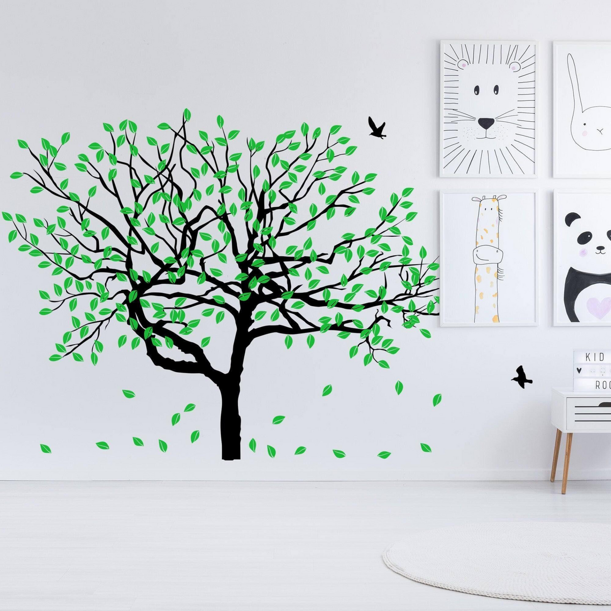 a wall with pictures on it