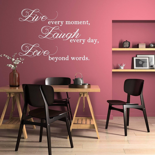 Live Laugh Love Sticker - Quote Art Mac Wall Stickers - Quotes Window Words Life Vinyl Decal - Laptop Positive Inspiration Family Bedroom