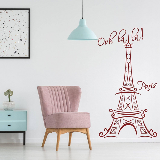 Eiffel Tower Wall Stickers - Paris Vinyl Decal - France Cute Travel Art Sticker - French Tour Waterproof 3d Decor Mural Gift Interior Decals