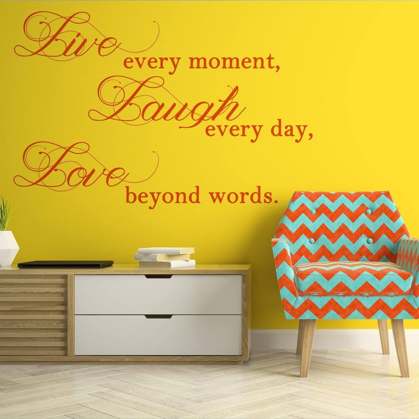 Live Laugh Love Sticker - Quote Art Mac Wall Stickers - Quotes Window Words Life Vinyl Decal - Laptop Positive Inspiration Family Bedroom
