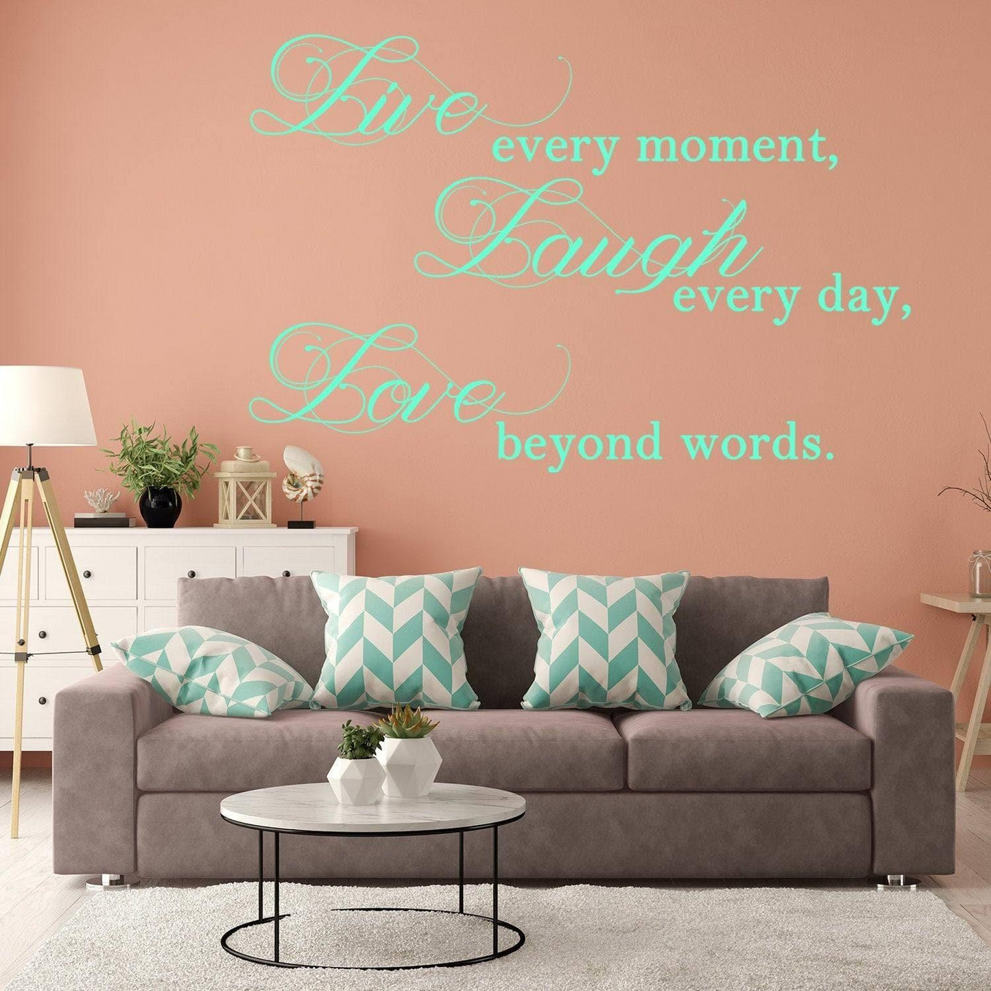 Live Laugh Love Sticker - Quote Art Mac Wall Stickers - Quotes Window Words Life Vinyl Decal - Laptop Positive Inspiration Family Bedroom
