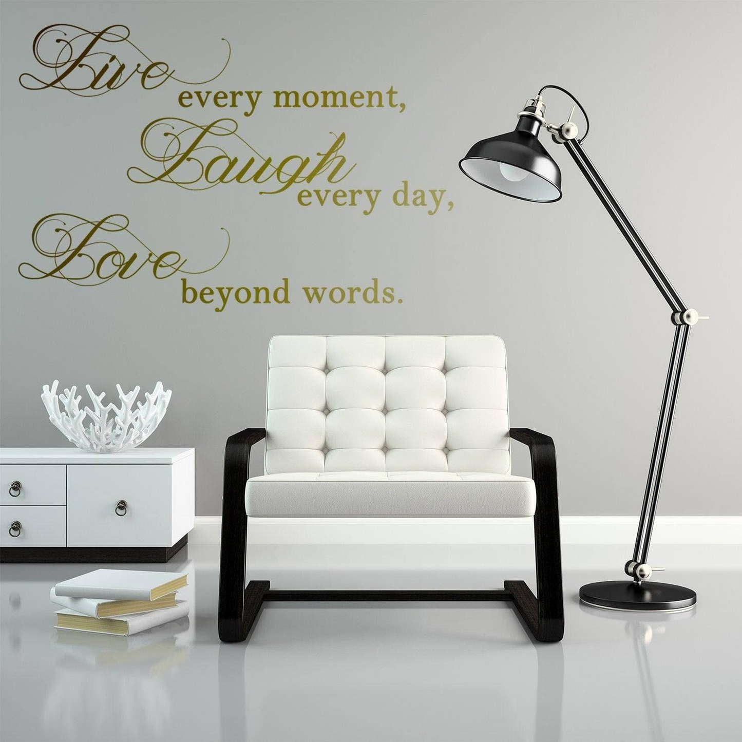 Live Laugh Love Sticker - Quote Art Mac Wall Stickers - Quotes Window Words Life Vinyl Decal - Laptop Positive Inspiration Family Bedroom