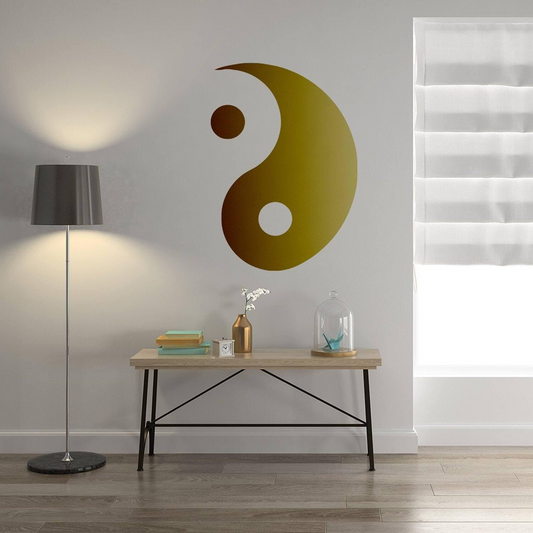 Yang Yin Wall Sticker Vinyl Decal - Yoga Window Art Ying Mandala Symbol Gift - Prismatic Retro Vynil Spiritual Zen Mural Balance Stickers