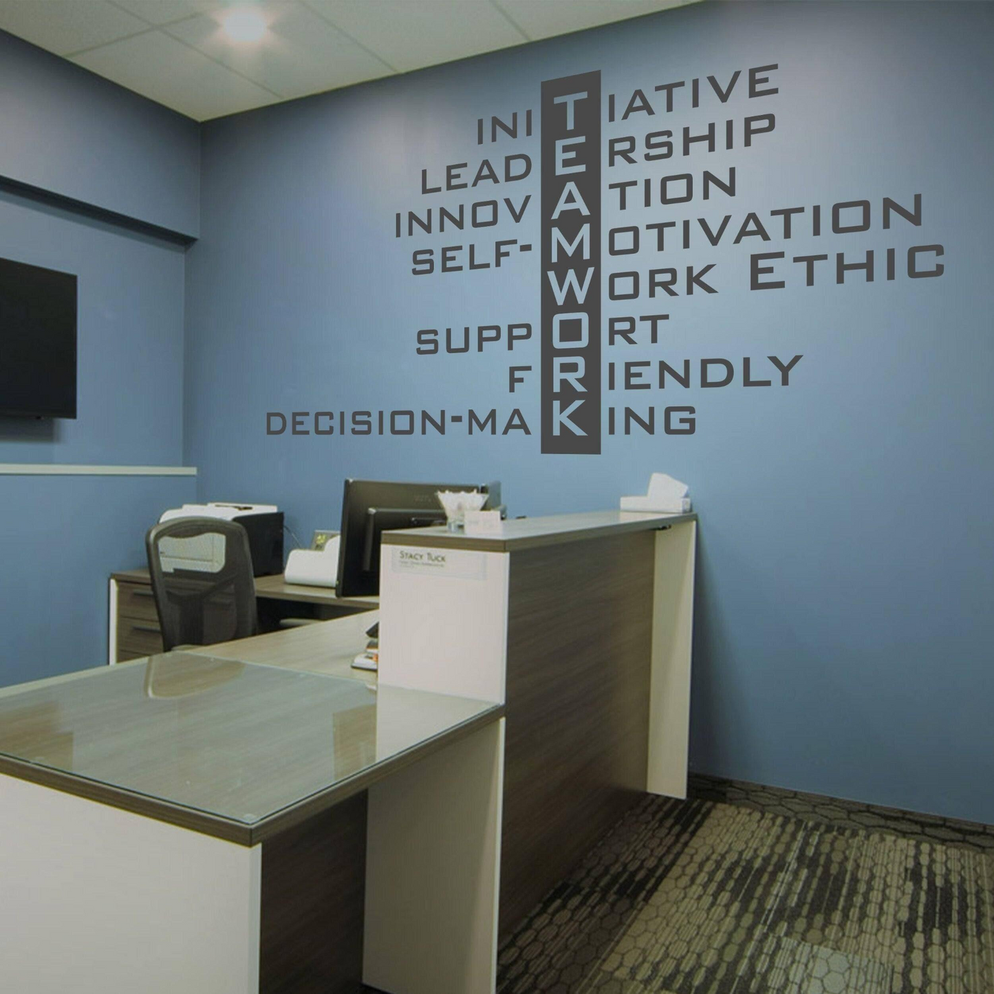 Teamwork Wall Office Sticker - Inspirational Dreamwork Makes Quotes Art Decals - The Large Dream Work Vinyl Sign For Decor Decal Stickers