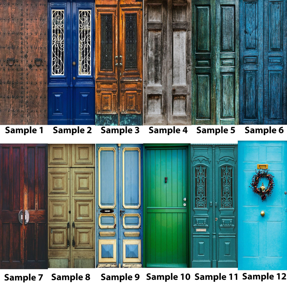 a collection of different colored doors