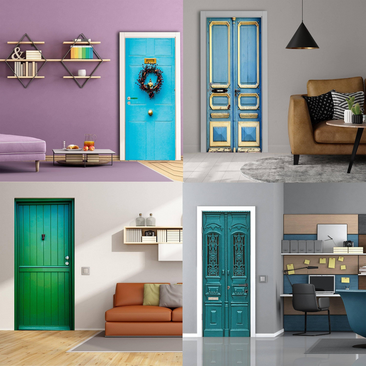 a collage of different rooms