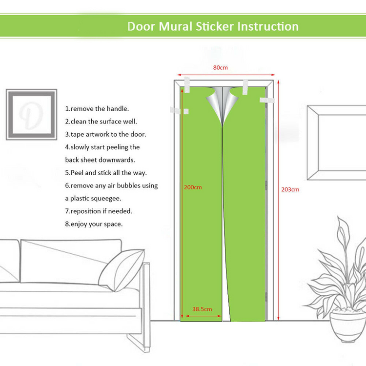 a drawing of a door with instructions